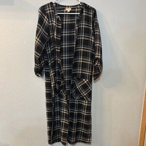 Hem & Thread Black and Tan Checkered Cardigan